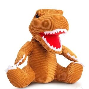 Naturally Kids Corduroy T Rex Dinosaur Plush Toy Orange Stuffed Animal 8 Inch